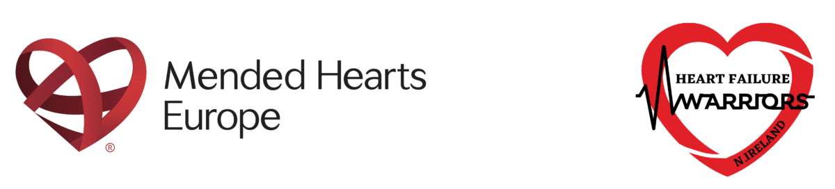The logos of Mended Hearts Europe and Heart Failure Warriors Northern Ireland campaign partners